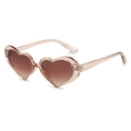 Pink transparent heart-shaped sunglasses with brown gradient lenses in a trendy style - Champagne Frame Double Tea Lens