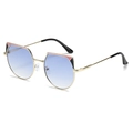 Occhiali da sole a gatto irregolari con montatura in metallo dorato e lenti blu - Regolare / Montatura Oro Lente Sfumata Blu
