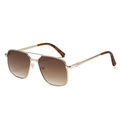 Classic aviator sunglasses with gold metal frame, brown gradient lenses and tortoise tips - Gold Frame Gradient Tea Lens