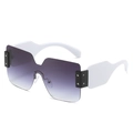 Lunettes de soleil carrées sans monture avec verres dégradés et branches larges blanches - Branches Blanches Verres Dégradés Gris
