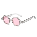 Lunettes de soleil géométriques avec monture gris transparent et verres roses - Standard / Monture grise standard et verres roses