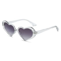 Heart-shaped fashion sunglasses with clear frames and purple gradient lenses - Translucent Gray Frame Gradient Gray Lens