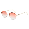 Lunettes de soleil ovales sans monture avec verres dégradés rose et monture dorée - Cadre Doré Rose Dégradé