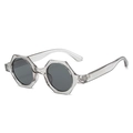 Lunettes de soleil hexagonales modernes avec monture gris transparent et verres sombres - Standard / Standard (incluant facture TVA 13 %) monture grise verres gris