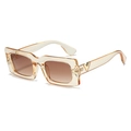 Lunettes de soleil rétro rectangulaires avec monture champagne et verres dégradés bruns - Articles Populaires Sur Les Sites Internationaux / Standard (TVA 13 % incluse) Monture champagne / Verres marron