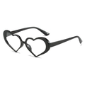 Trendy heart-shaped candy color sunglasses with black PC frames and chic ocean lenses - Black Frame Clear Lens