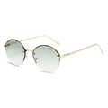 Oval gold metal sunglasses with light grey gradient lenses for a stylish retro look - Regular / Standard Gold Frame Gradient Green