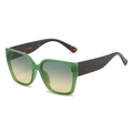 Occhiali da sole retrò quadrati oversize con montatura verde e lenti sfumate blu - Taglia unica / Montatura Verde Gelatina Lenti Verde Giallo (Stanghette Leopardate)