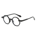 Fashionable black round full-frame sunglasses with high-gloss finish and clear lenses - All Black Frame Clear Lens