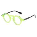 Retro round sunglasses with translucent neon green frames and solid black temples - Neon Green Frame Black Temple Clear Lens