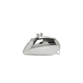 Chic silver acrylic oval evening clutch bag with metallic mirror finish and chain strap - Silver
