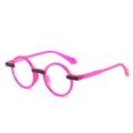Modern round oversized sunglasses in translucent rose pink with black contrast accents - Rose Red Frame Clear Lens
