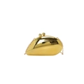 Sleek mirror gold pea-shaped metal clutch bag with a snap closure and chain strap - Gold