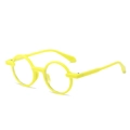 Fashionable bright yellow round frame sunglasses with a glossy finish for a trendy look - Yellow Frame Clear Lens