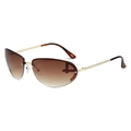 Lunettes de soleil sport sans monture avec verres dégradés bruns et monture dorée - Monture Dorée Verres Ambrés Dégradés