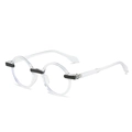 Modern round transparent frame sunglasses with black metal accents and sleek retro design - Transparent Frame Clear Lens