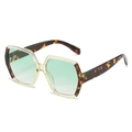 Oversized geometric sunglasses with tortoiseshell frame and green gradient lenses - Green Frame Gradient Green Lens