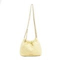 Creamy yellow quilted chain bucket bag with rhombic pattern and gold metal strap - Yellow