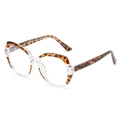 Retro TR90 Oversize Brille mit oberem Tortoise-Rahmen und transparentem Unterteil - Transparent Leopard Rahmen