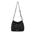 Classic black quilted crossbody bag with gold chain strap and elegant orb charm detail - Black