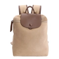 Zaino in tela kaki con dettagli in pelle marrone e spallacci regolabili da donna - Stile di base / Cachi