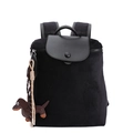 Zaino minimalista in tela nera con finiture in pelle e ciondolo a forma di bassotto marrone - Con Ciondolo / Nero