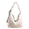 Sac bandoulière matelassé en coton blanc cassé avec bandoulière froncée tendance - Blanc