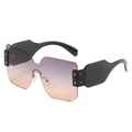 Rimless oversized sunglasses with purple orange gradient lenses and wide black temples - Black Legs Gradient Gray Yellow Lens