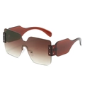 Oversized rimless sunglasses with gradient brown lenses and thick translucent red temples - Tea Temple Gradient Brown Lens