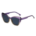 Lunettes de soleil œil de chat avec monture dégradée violette et verres foncés - Monture Dégradé Thé Violet Verres Gris