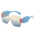 Lunettes de soleil sans monture avec verres dégradés bleu jaune et branches bleues - Branches Bleues Verres Jaune Bleu