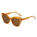 Occhiali da sole cat eye retrò con montatura ambra tartarugata e lenti marroni - Standard / Standard (montatura marrone giallo con lenti tè)