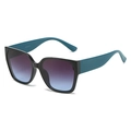 Occhiali da sole quadrati oversize con montatura nera, aste ciano e lenti sfumate viola-blu - Taglia unica / Montatura Nera Lenti Grigio Blu (Stanghette Blu)