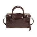 Deep brown patent leather handbag with dual handles and shiny polished finish - Brown