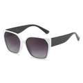 Retro oversized square sunglasses with a white frame, black temples and grey lenses - One Size / White Frame Double Grey Lens Black Legs