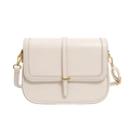 Borsa a tracolla quadrata minimalista color crema con fibbia dorata decorativa - Bianco Sporco