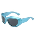 Occhiali da sole steampunk montatura blu metallizzato e lenti grigio scuro da uomo - Montatura Blu Lenti Grigie