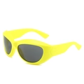 Occhiali da sole steampunk oversize giallo neon con lenti grigio scuro e geometrie - Montatura Gialla Lenti Grigie