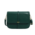 Borsa a tracolla quadrata minimalista verde scuro con dettagli in metallo dorato - Verde