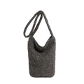 Minimalist grey felt bucket bag with wide shoulder strap and thick wool texture - Gray
