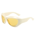 Chunky cream frame sunglasses with yellow lenses in a retro Y2K steampunk style - Cream Frame Yellow Lens