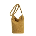 Ginger yellow plush bucket bag with thick wool texture and soft shoulder strap - Yellow
