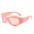 Pink oversized rimless sunglasses with wide resin frame and metallic temple accents - Pink Frame Ocean Pink Lens