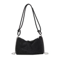 Sparkling black rhinestone hobo bag with twisted shoulder strap and silver chain detail - Black