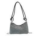 Black rhinestone shoulder bag with iridescent crystals and knotted strap detail - Colorful