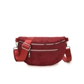 Burgunderfarbene Cord-Gürteltasche in Halbmondform mit verstellbarem breitem Gurt - Rot