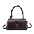 Borsa a tracolla vintage marrone scuro con manico intrecciato e chiusura dorata - Marrone