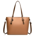 Borsa tote marrone in finta pelle con trama martellata e tracolla regolabile - Marrone Giallastro