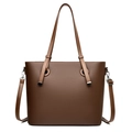 Borsa tote in pelle martellata marrone scuro con doppi manici e tracolla rimovibile - Marrone Scuro