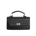 Elegante borsa a mano nera trapuntata con pelle a contrasto e chiusura argentata - Nero